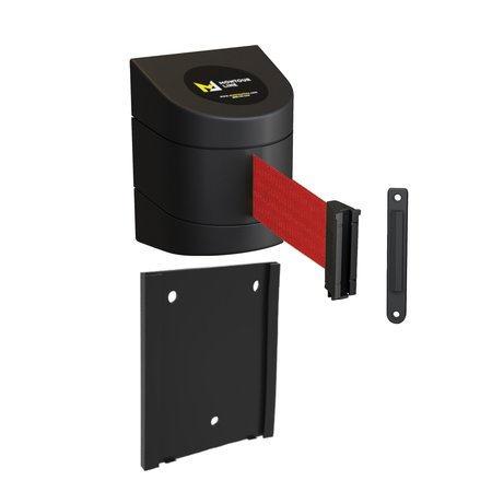 MONTOUR LINE Retr. Belt Barrier Black Removable Wall Mount, 15ft. Red Belt (F) WMX140-BK-RD-RM-S-150